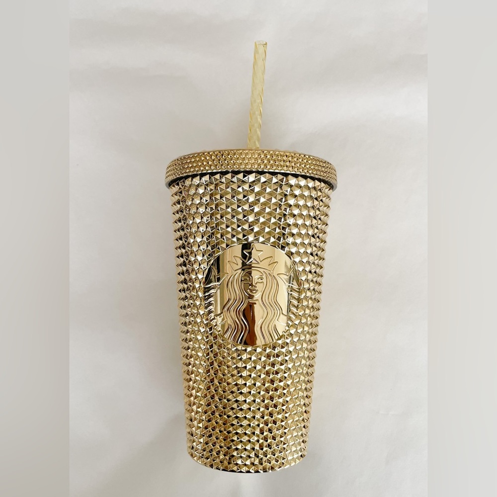 Starbucks Winter/Holiday 2022 Metallic Gold Studded Tumbler Grande 16oz